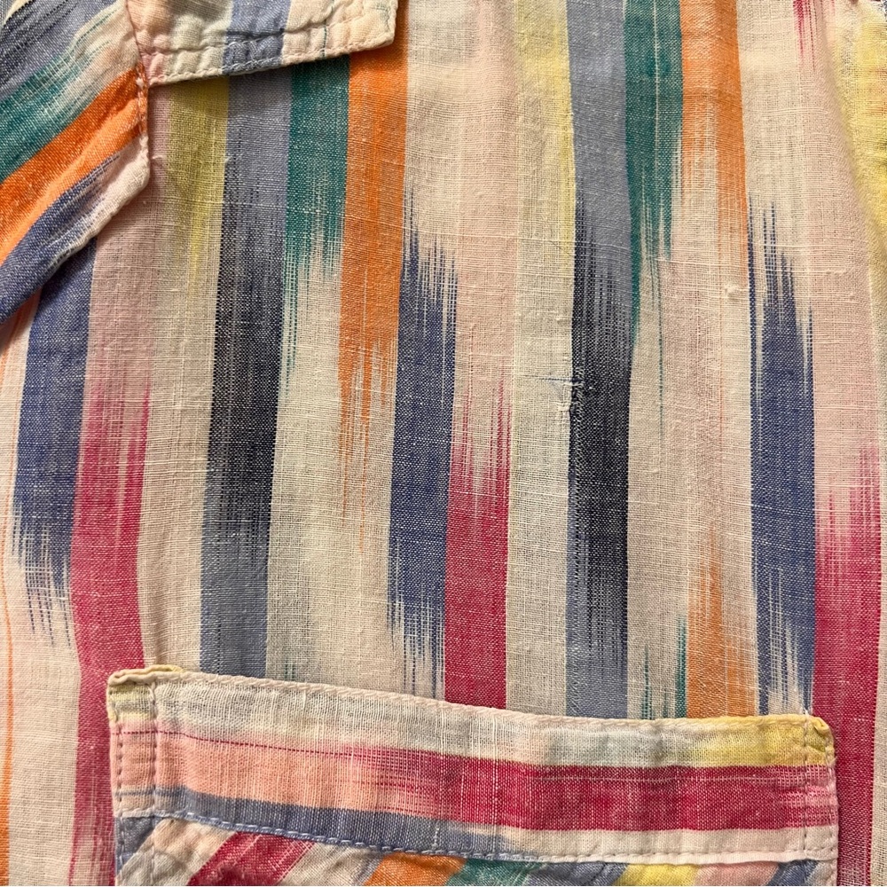 Vintage 1970s Collared Cotton Shirt button down large lightweight summer pattern - Picture 13 of 14